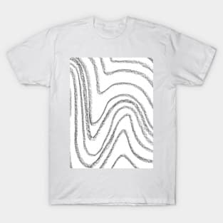 Black and White Minimal Wavy Lines - Abstract Charcoal Drawing T-Shirt